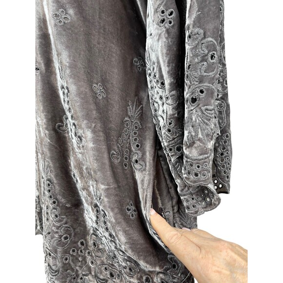 Johnny Was Jade Axel Velvet Silk Eyelet Kimono XS Whimsigoth Vintage Inspired - Picture 10 of 16